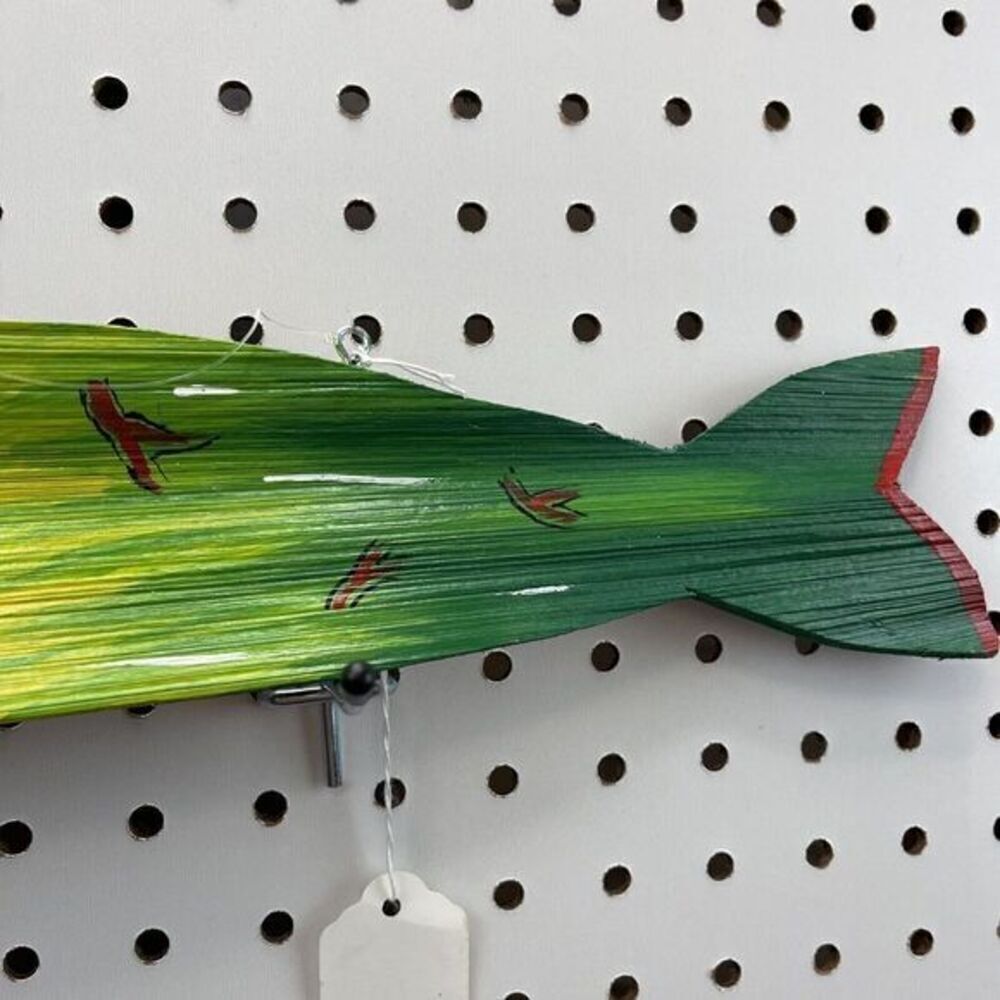 Nautical Palm Frond Art 23 Inch Yellow Green Hand painted Jupiter Florida - Picture 4 of 5